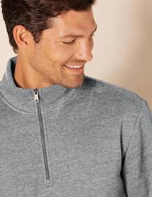 Men's Long-Sleeve Quarter-Zip Pullover Fleece Sweatshirt, Style - Medium Grey Heather - View 3