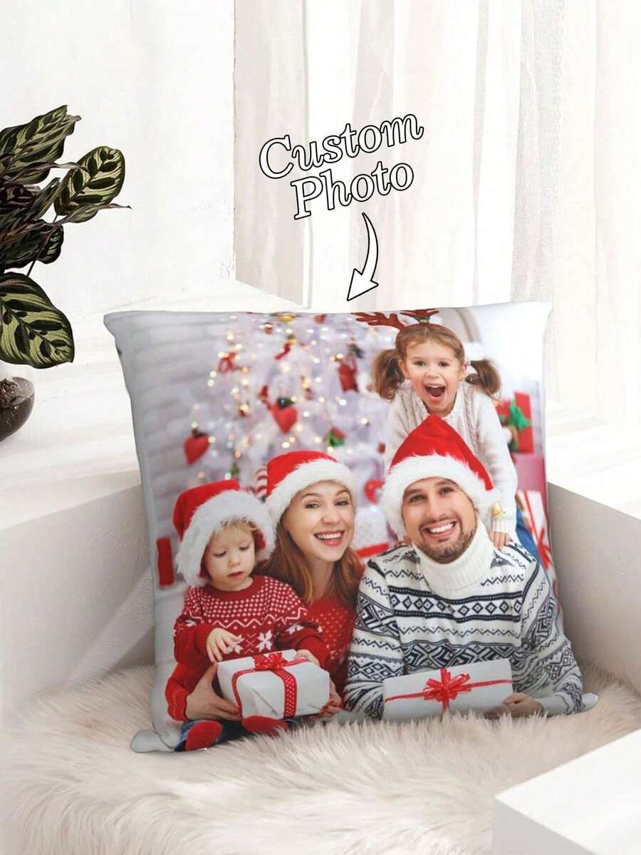 1 pièce Taie d'oreiller personnalisée avec photo DIY, taie d'oreiller imprimée sur un seul côté pour les amoureux, les enfants, les animaux de compagnie, les amis. Convient pour les mariages, les vacances, les fêtes, la fête des mères, la fête des pères, Thanksgiving, le salon, le canapé, la chambre, toutes les saisons - Multicolore - Voir 1
