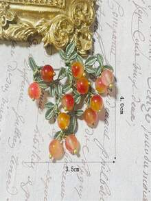 1pc Green Lacquered Crafted Pearl Wreath, Blueberry, Resin Lily Of The Valley Brooch, Plant Series - Thorn, Calla Lily, Wheat, Dew Branch Leaf, Rose, Cornflower, Fruit Series - Lemon, Cherry, Grape Shape Pin, Suitable For Women's Daily Wear, Birthday Party, Banquet - Green - View 32