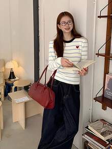 Sweater Rajut Bergaris Berkualitas Tinggi untuk Wanita, Atasan Berlapis yang Pas Badan, Gaya Manis & Pedas, Cocok untuk Musim Dingin, Natal, dan Festival Musim Semi - Biru - View 4