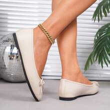 New Elegant Lightweight Women's Flats, Solid Color Preppy School Style Bowknot Mary Jane Shoes, Suitable For Office Wear In Spring, Summer And Autumn
