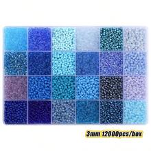 24格3毫米彩色玻璃珠，适用于手工珠宝制作、手链和项链DIY配件、万圣节、圣诞节和糖果珠DIY工艺品，批发散装商品[12000颗/盒] - 12000pcs/box - 查看 25