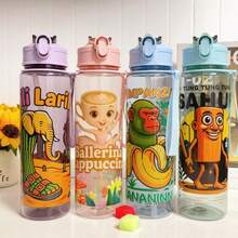 4 Colors Available! 1pc 800ml Cartoon Water Bottle, Toddler Anti-Spill Straw Cup, Kindergarten Drinking Cup, Large Capacity Portable Children's Water Bottle Leak-Proof Straw Cup, Summer Large Capacity Sports Water Bottle, Best Gift For Girls And Boys - Multicolor - View 2