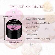 MEET ACROSS 3件套不粘性固体美甲延长胶套装，包含花朵模具、雕塑刷 - 透明、白色、粉色延长硬胶、3D雕刻花朵美甲塑形胶、水钻胶，易于使用，适合家庭美甲沙龙，美甲用品套装 - 彩色 - 查看 12