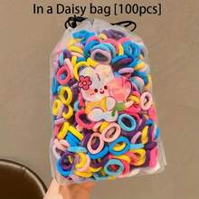 100 Non-Destructive Hair Rings - Super Elastic Ponytail Rope, Non-Slip Headband, Soft Pink Color - Suitable For Parties, Daily Hairstyles, Party Accessories, Cute Character Design, Fun Aesthetics