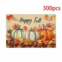4-Piece Set Of Autumn Thanksgiving Themed Placemats With Pumpkin And Maple Leaf Print Designs, Measuring 30X45 Centimeters, Is Perfect For Theme Decoration In Thanksgiving Restaurants, Dining Tables, Indoor And Outdoor Gatherings, And Rural Kitchens. It Is The Best Choice For Thanksgiving Gifts.