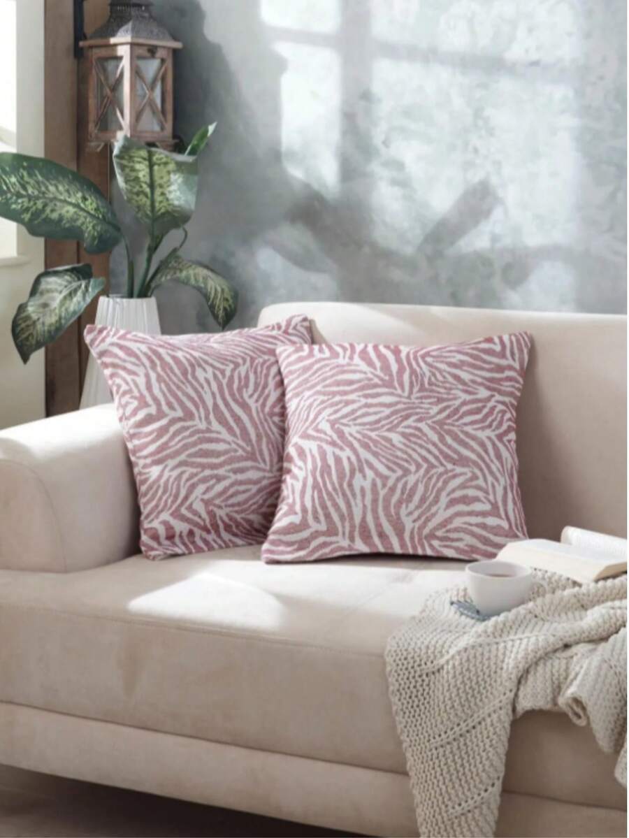 2-Piece Cushion Cover Set – 45x45 Cm Decorative, Zippered, Machine Washable Pillow Cases – Soft & Durable – MADE IN TURKEY - Red - View 1