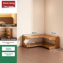 1pc Multi-Tier Bamboo Corner Desk Shelf - Natural Wood Rectangular Corner Organizer For Plants, Books & Stationery - Space-Saving Desktop Storage With Easy-Clean Design, Desk For Bedroom, Bookshelf Organizer, Clean Aesthetic, Durable Construction - 彩色 - 查看 9
