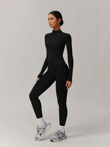 6pecil 2 Stücke/Set Damen Slim Fit Lässig Yoga Outfit, Langarm Top und lange Hose für Alltag Herbst/Winter Gym Set Trainingsanzug für Frauen