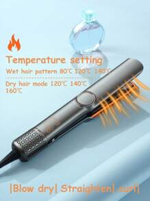 CRASTS 2-In-1 Hair Straightener & Blow Dryer, Dual Use Dry & Wet, Ceramic Heating Plates, Adjustable Temperature, Salon Style Hair Dryer & Straightener