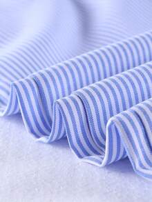 2pcs Girls Casual Bow Embroidery Striped Shirt And Wide Leg Pants Set, Spring/Autumn