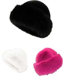 1顶女士加厚抓绒渔夫帽，时尚保暖冬帽，适合搭配羊毛大衣和冬季服装