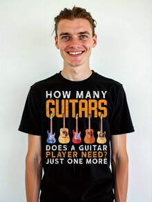 Guitar Tees, Cotton Shirt, High- Performance Cotton Blend, Men Graphic Tees, Comfortable For Group Runs Or Solo Jogs In The Park,100 Percent Cotton Shirts, Black Street Graphic Tees, Men's T-Shirt, Funny Graphic Vintage T Shirts,S-XXXL - Đen-1 - Xem 2