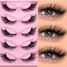 1Packs Of 5 Pairs Of Long Cat Eye False Eyelashes - Holiday Gift, Slim, Elongated, Thick, And Exaggerated Effects - Reusable Strip-Shaped False Eyelashes, Creating A Charming Makeup Look, Perfect For Mother's Day - Nhiều màu - Xem 1