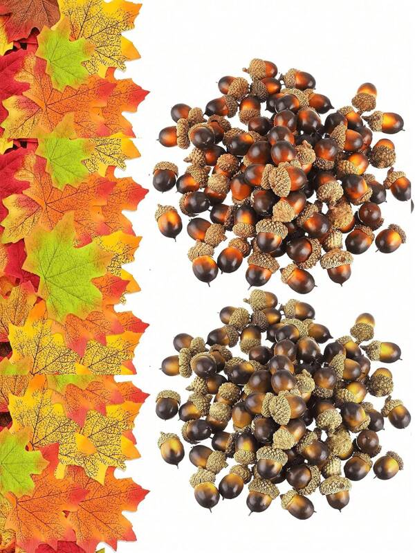 20/40pcs Realistic Small Acorns With Natural Hats, Mixed With Brown Tones, Durable Plastic Suitable For DIY Handicrafts, Thanksgiving And Halloween Party Decorations, Autumn Harvest Season, Family Party Gift Filling Materials