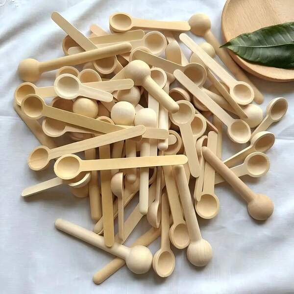 4/8 Stücke Mini Holzlöffel mit langem Griff, Honiglöffel, Marmeladenlöffel, Kaffeelöffel, Dessertlöffel, Gewürz- und Salz-Löffel, Rührlöffel