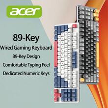 Acer OKW216 辦公室電競機械鍵盤 89鍵精簡設計 人體工學階梯鍵帽 有線遊戲鍵盤 小巧便攜 白藍紅 - 白藍紅 - 查看 3