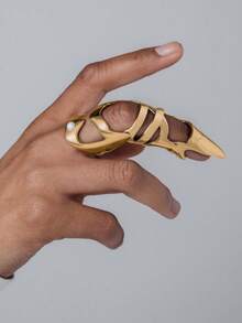 1/3pcs Fashionable Long Rings, Punk Armor Knuckle Rings With Inlaid Pearl Sharp Claw Finger Jewelry - Multicolor - View 14