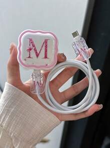 3pcs Set Charging Cable Protector Case, 26 Alphabet Letter Pattern A/B/C/D/E/F/G/H/Y/J/K/L/M/N/O/P/Q/R/S/T/U/V/W/S/Y/Z, Suitable For 20W UK Apple Fast Charger Adapter Charger Protector Charger Case Phone Accessories