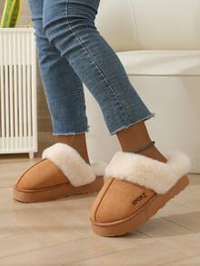 نعال منزلية سميكة ودافئة مبطنة بفرو سميك للرجال والنساء، نعال سميكة مانعة للانزلاق للاستخدام الداخلي والخارجي