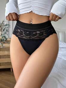 DORSU 4 件套女士高腰蕾丝内裤，宽腰带，舒适透气无缝设计，性感蕾丝 - 彩色 - 查看 3
