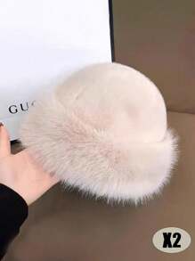 1顶女士加厚抓绒渔夫帽，时尚保暖冬帽，适合搭配羊毛大衣和冬季服装