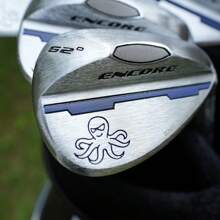 Golf Sand Wedge - CNC Milled Blue Octopus Design, High Spin Bunker Shots & Durable Forged Construction, Precision Control For Right-Handed Men, Steel Shaft, Conventional Flex