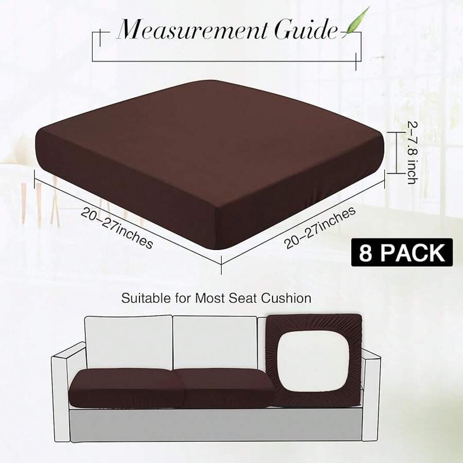 Newwiee 8Pcs Patio Cushion Covers Stretch Outdoor Cushion Cover Patio Furniture Sofa Couch Slipcovers, Soft Flexibility Washable Furniture Protector(Waterproof,Dark Gray) - 黑咖啡 - 查看 1