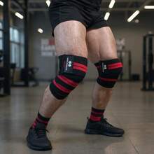 GOGI SPORTS Knee Wraps Premium Quality Crossfit Gym Knee Bandages - Red - View 6