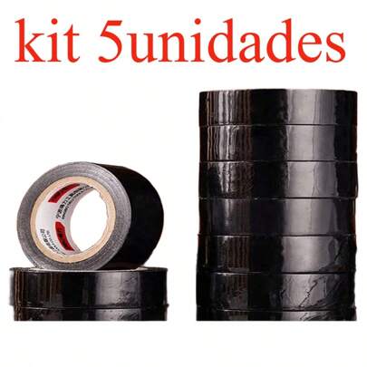 Kit 5 Fita Isolante 5 METROS Antichama PREMIUM Fita Preta ALTA QUALIDADE