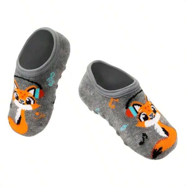 Meia Masculina Raposinha Sapatilha Puket Bebê Antiderrapante Primeiros Passos