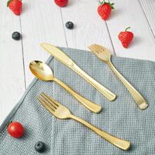 100/50/25pcs Gold Cake/Salad Knife/Spoon/Fork, Reusable And Washable, Suitable For Halloween, Christmas, Parties, Outdoor Events, Family Gatherings, Weddings, Festivals, Cake And Salad Utensil Set