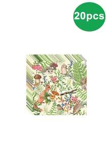 10 قطعة مجموعة أدوات المائدة القابلة للتخلص منها لحفلة الحياة البرية - صينية ورقية وكوب ورقي وورق منسدل، مناسبة لحفلات عيد الميلاد ذات موضوع الحياة البرية، حفلات عائلية، حفلات الأصدقاء، التخييم، الرحلات الخارجية وغيرها من الاحتياجات