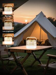 1pc Rechargeable LED Tent Light, Portable Emergency Night Market Lamp, Outdoor Camping Bulb & Lighting, Hanging Design Camp Light, 3 Brightness Levels