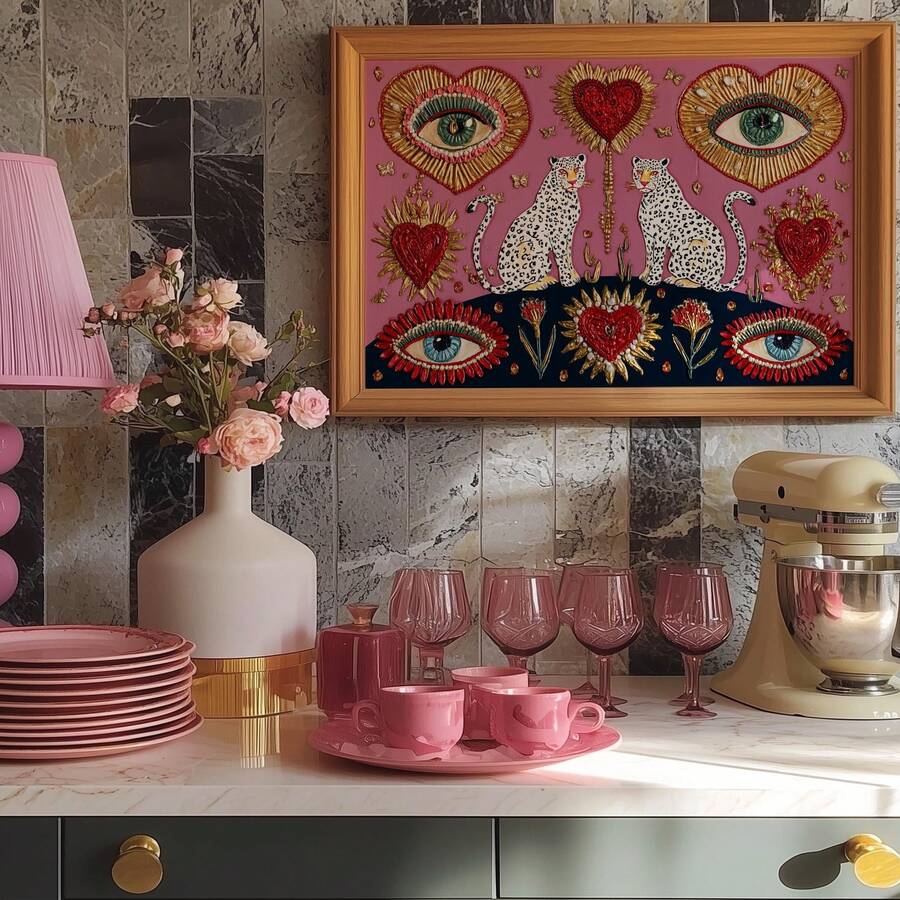 1 Pc Wall Art Leopard Eye Heart, Mystical Big Cat Print, Jungle Decor, Witchy Third Eye Art, Esoteric Gift For Boho Room Posters Canvas Painting Wall Arts Room Decor Home Decoration Unframed - Multicolor - View 1