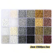 24格3毫米彩色玻璃珠，适用于手工珠宝制作、手链和项链DIY配件、万圣节、圣诞节和糖果珠DIY工艺品，批发散装商品[12000颗/盒] - 12000pcs/box - 查看 33