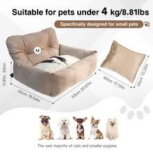 HAZOOWILL Hazowill 小型犬户外旅行汽车增高座椅、汽车旅行座椅、狗床、猫床、宠物垫、可拆卸保暖枕头、二合一狗屋,适用于贵宾犬、吉娃娃、比熊犬 - 彩色 - 查看 21