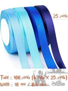 5/12 颜色 125/300 码缎带织物丝带丝绸带多色卷，2/5 英寸宽情人节丝带非常适合花束礼品包装、蝴蝶结制作工艺品、发饰、婚礼派对装饰情人节 - 彩色 - 查看 12