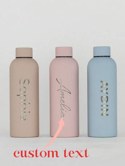 1pc Personalized Insulated Water Bottle - Great For School, Travel, Office, Gym... Anywhere - Laser Engraved!,Multi-Functional,Ornamental,Letter,Stylish,Modern,Colorful,Cute,Adorable,Casual,Custom,Personalised,Unique,Customized,Ideal Gifts For Him,Ideal Gifts For Her