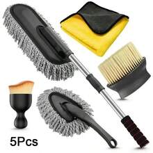 Car Dust Collector Retractable, Handle Microfiber, Air Conditioning Ventilation Brush, Car Dust Removal Duster Wipe, Car Soft Brush Cleaning Brush, Mini Bristle Brush Dust Removal Brush, Nanofiber Car Interior, Cleaning Exterior Interior, Car Wash Dust Remover Duster Exterior Interior Cleaning Kit