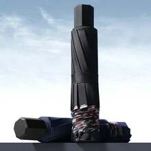 Paraguas plegable de diez huesos, parachoques resistente al viento, tela impermeable, soldado, lluvioso, doble uso, paraguas Universal de negocios CNFR - Azul marino G492A - Ver 1