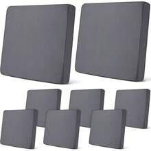 Newwiee 8Pcs Patio Cushion Covers Stretch Outdoor Cushion Cover Patio Furniture Sofa Couch Slipcovers, Soft Flexibility Washable Furniture Protector(Waterproof,Dark Gray) - Màu xám đen - Xem 4