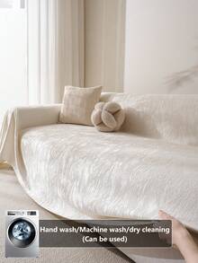 1 件简约沙发套，雪尼尔提花精制而成，适合所有季节，可机洗，耐脏耐用，亲肤柔软，节日家居装饰，室内/室外客厅/卧室，1/2/3/4 座沙发套 - 米色 - 查看 3