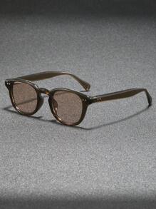 1 Pair Men's Retro Rivet Round Fashion Glasses, Versatile For Street Style, Outdoor, Riding, Beach, Party Back To School Fashionable Preppy School Look - Multicolor - View 17