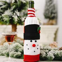 1pc Christmas Decoration Knitted Plush Cartoon Santa Claus Wine Bottle Cover, Creative Reindeer Wine Bottle Bag - Multicolor - View 7