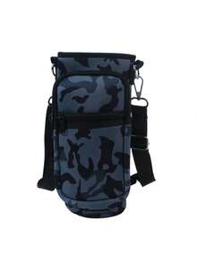 1 pièce Porte-gobelet portable de type sangle avec sangle réglable, sac isotherme pour bouteille d'eau, étui pour bouteille, support pour téléphone portable, accessoires pour boissons, sac de transport pour bouteille d'eau de plein air (direction de la fermeture éclair aléatoire)