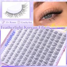 120 Stück D-Curl natürlich aussehende Kunstwimpern, DIY Wimpernverlängerung, Verwischte 3D Katzenaugen Wimpernbüschel, C/D-Curl Einzelwimpern, Verwischtes Wimpernset, natürliche Wimpern