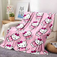Sanrio Hello Kitty Decke, Hello Kitty Decke für Bett, rosa Hello Kitty Decke, Kuromi Überwürfe für Sofa, kann als Raumdekoration, für Camping verwendet werden, Hello Kitty Artikel. Der weiche und flauschige Flanellbezug wird Sie angenehm und gemütlich warm halten