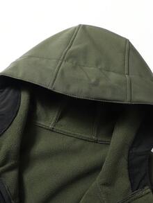 Men's Hooded Fleece Lined Sports Jacket, Outdoor Casual Colorblock Windbreaker With Multiple Pockets, Ideal For Outdoor Activities, Fashion & Versatile, Autumn/Winter