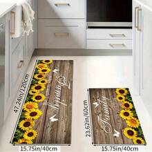 1/2 件向日葵厨房装饰地毯套装，农舍乡村厨房地毯和垫子，防滑可洗吸水厨房垫，适用于地垫、浴室垫、入口垫、卧室垫、客厅垫 - 黃色 - 查看 20